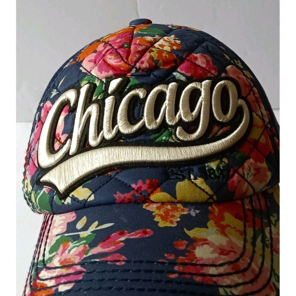 Robin Ruth Chicago Quilted Baseball Cap Floral Print Embroidered Snapback Hat - Picture 2 of 9